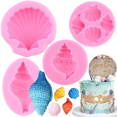 #ad Seashell Silicone Mold Cake Fondant Silicone Mold Seashell Conch Baking Molds...