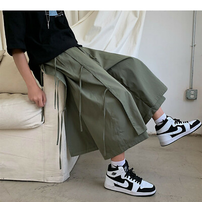 #ad Japanese women Harajuku loose wide leg pants punk culottes overalls Trousers Ne