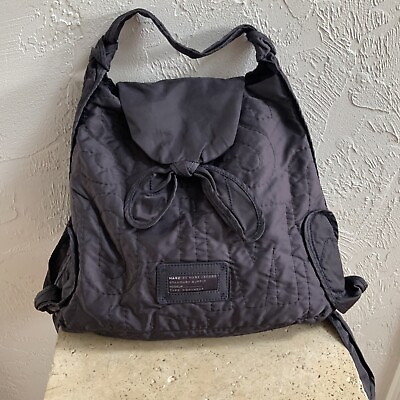 #ad Marc By Marc Jacobs Womens Bow Flap Quilted Logo Nylon Backpack Purplish
