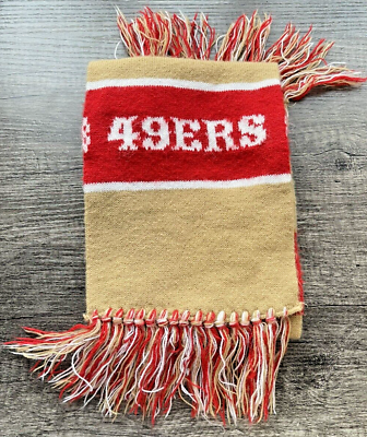 #ad Vintage 49ers Scarf Adult Gold Red Striped Fringed NFL Sports Football Winter
