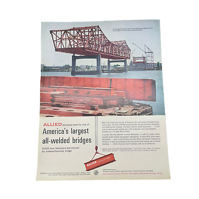 #ad Interstate Bridge Louisville Kentucky Photo Allied Steel Vintage Color Print Ad
