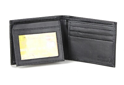 #ad Mens Genuine Leather Wallet Bifold ID Credit Card Holder Window Billfold License