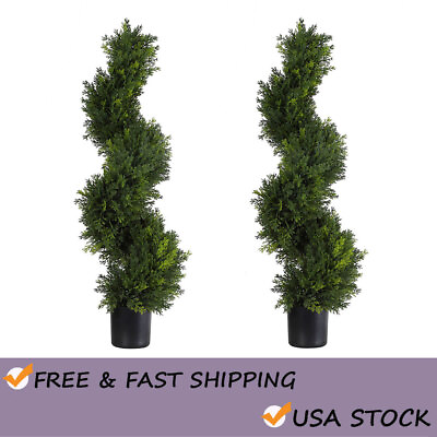 #ad Artificial Cedar Tree Topiary Trees Artificial Outdoor 2 Pack Front Porch Decor