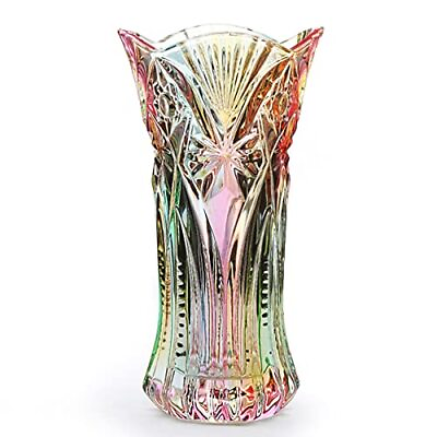 #ad Crystal Glass Colorful VaseGlass Flower Vase Decor for Home Dining Table Liv...
