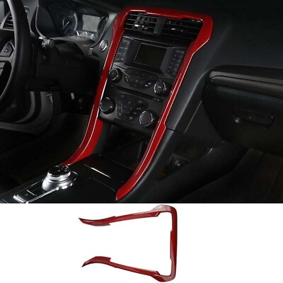 #ad Red Central Console Navigation Frame 2017 20 For Ford Mondeo Fusion Carbon Fiber