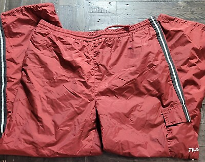 #ad Y2K Mens Fila Track Pants Size XXL Stripe Waterproof