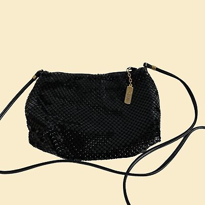 #ad Vintage 1980s Whiting amp; Davis shoulder bag mesh black evening bag purse