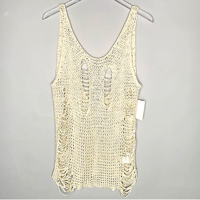 #ad Ecote S NEW Urban Outfitters Crochet Knit Tank Ivory Hippie Festival
