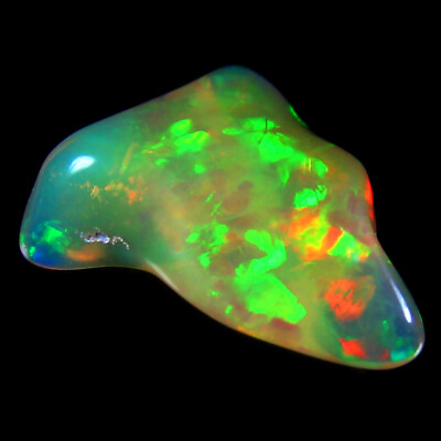 #ad 3.71 ct Fancy 15 x 11 mm Unheated Untreated Ethiopia Rainbow Opal Gemstone