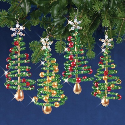 #ad Nostalgic Christmas Beaded Crystal Ornament Kit Crystal Christmas Tree makes 4