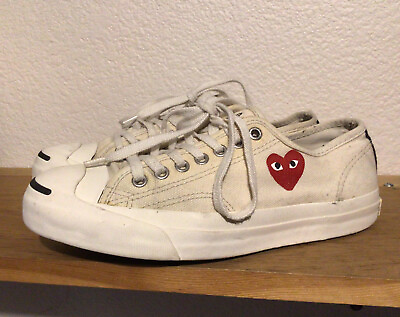 #ad Women’s Jack Purcell X Converse Comme Des Garcons Sz 8 PLAY Cream CDG Heart