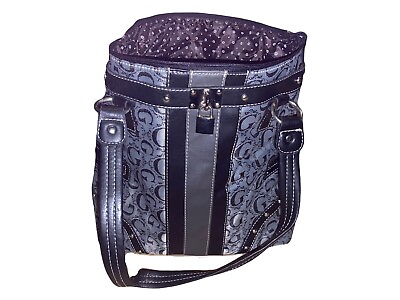#ad New Guess Tote bag Logo Zip Bucket Style Gray And Black women#x27;s shoulder handbag