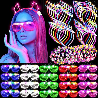 #ad Maitys 30 Pcs Neon Party Favor Glow in the Dark Party Supplies LED Light up Glas