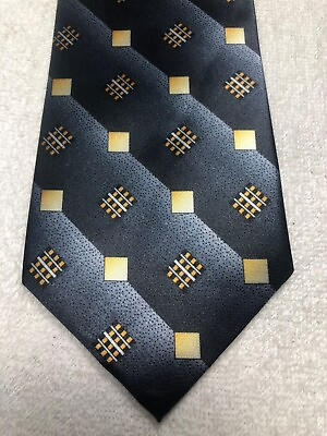 #ad DANIEL MENS TIE SHADES OF GRAY WITH GOLD AND GRAY 4 X 58 NWOT