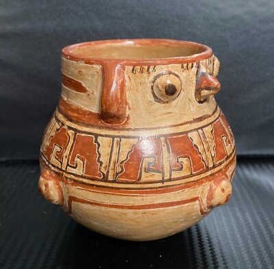 #ad Art Pottery Pre Columbian Style Nicoya Painted Pot San Vicente Signed GTE Cor