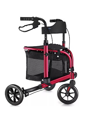 #ad WALK MATE 3 three Wheels Rollator Walker 10Lb Seat Backrest Lightweight Foldable