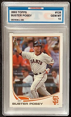 #ad 2013 Topps #128 Buster Posey Raw Pre Grade 10 Great Gift Sports In Unsealed Slab