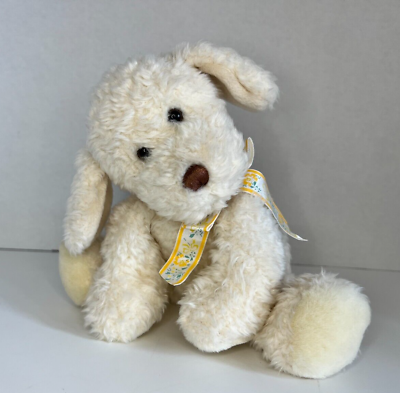 #ad Vintage Mary Meyer Plush 7quot; Sitting Puppy. Yellow Floral Ribbon. Bean Bag. 1998