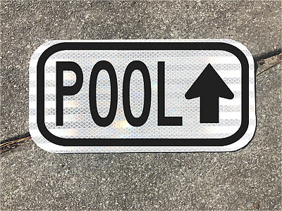 #ad POOL road sign 12quot;x6quot; DOT style water life guard splash swim wave beach up