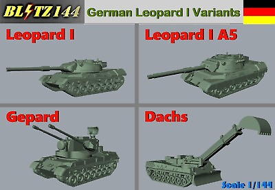 #ad Blitz144 1 144 German Leopard 1 Leopard 1A5 MBT Gepard AA DACH Resin Kits