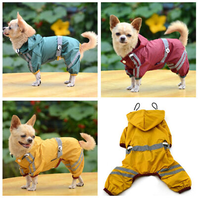 #ad Dog Hooded Raincoat Rain Coat Pet Jacket Puppy Outdoor Clothes Waterproof Coat