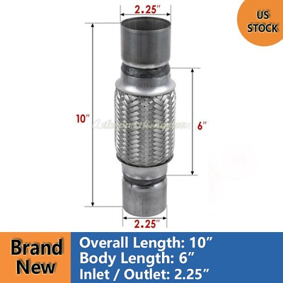 #ad For 2.25quot; x 6quot; x 10quot; Flex Pipe Exhaust Coupling Quality Stainless Heavy Duty