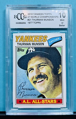 #ad THURMAN MUNSON 2010🔥 TOPPS 1977 TOPPS #21 “27 WORLD CHAMPS.” YANKEES BCCG 10