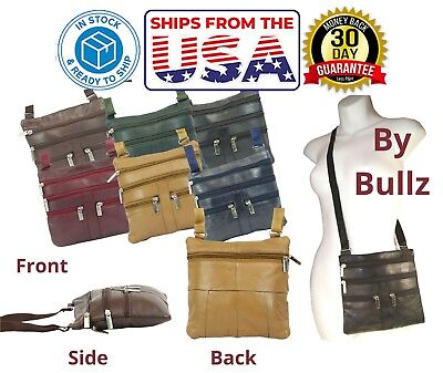 #ad Ladies Genuine Leather Cross Body Bag Satchel Messenger Bag Adjustable Strap New
