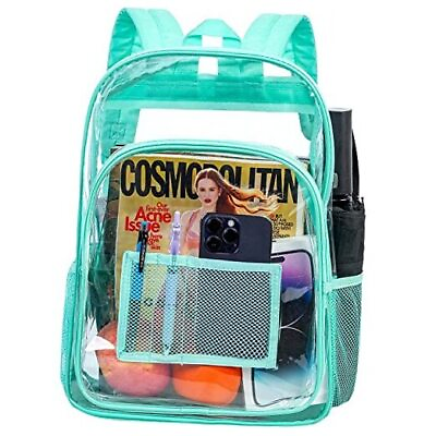 #ad Clear Backpack Heavy Duty Transparent Bookbag See Through Backpacks Green