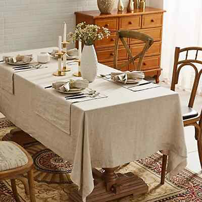 #ad 100% Pure Linen Tablecloth for Party Tabletop Decor Solid Color Table Cover