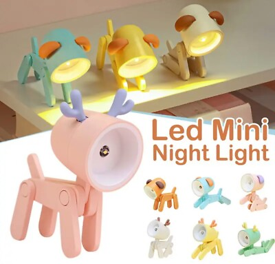 #ad Cute Little pet Posable Movable Dog Deer in different colors Night Light Desk