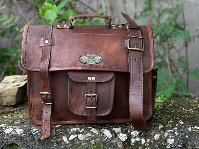 Leather Satchel Shoulder Bag Messenger 15quot; Laptop briefcase for Men Original $52.06