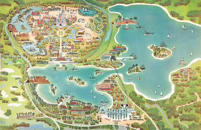 #ad Walt Disney World Magic Kingdom Contemporary Polynesian Map Illustration Poster