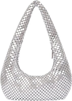 #ad Metallic Shoulder Bags for Women Cute Hobo Handbag Small Purse Evening Bling Bag