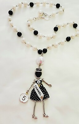 #ad Necklace New Cute Dolly Girl Classic White Black Beads
