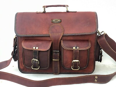 Gift For Men#x27;s Leather Brown Messenger Laptop Bag Computer Satchel Men#x27;s $41.90