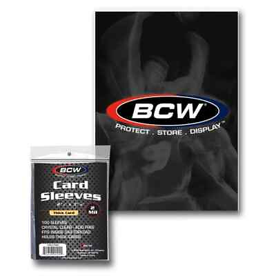 #ad 100 BCW 2 MIL Thick Card Sleeves Acid Free Fits Standard Cards Up to 240 pt.