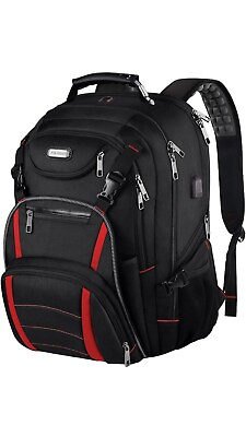 #ad Travel Laptop Backpack Extra Large Bag 18.4 Inch Laptop RFID Anti Black Orange