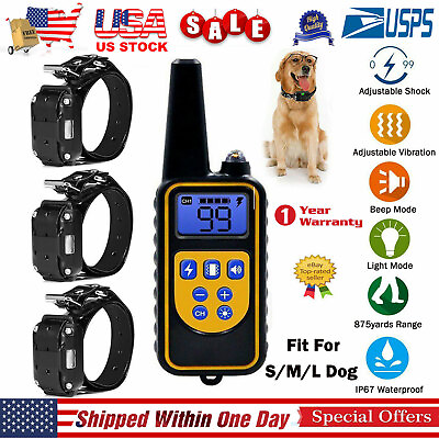 #ad Pet Dog Training Shock Bark Collars Remote Waterproof Rechargeable 546 875 Yards