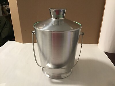 vintage ice bucket from italysilver with mint green interior 
