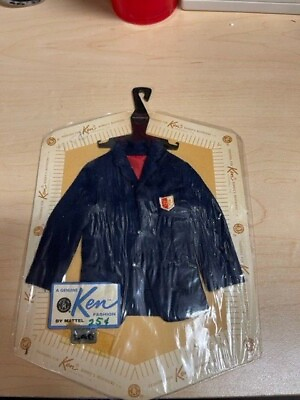 #ad Vintage Mattel Ken Navy Blue Collegiate Sport Coat Blazer In Packaging 1961 DS30