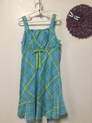 #ad Youngland Girls Dress Size 6X Blue Yellow Green Buttons at Back 148