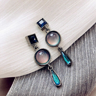 #ad 925 Silver Turquoise Moonstone Earrings Pearl Ear Hook Dangle Drop Gift Jewelry