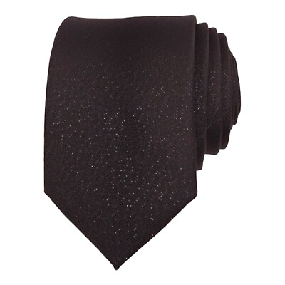 #ad 14th amp; Union Mens Slim Tie Black Metallic Solid Woven Narrow Dress Suit Necktie