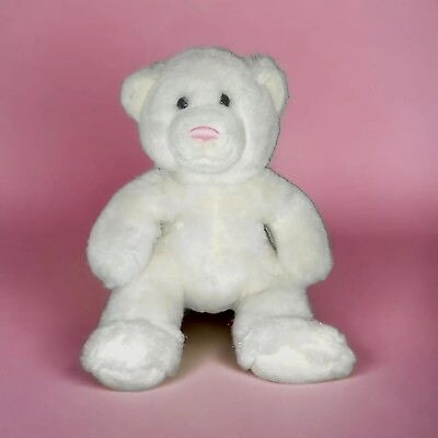 #ad Build A Bear Bab Workshop White Teddy Bear Stuffed Plush Animal 14quot; Pink Nose