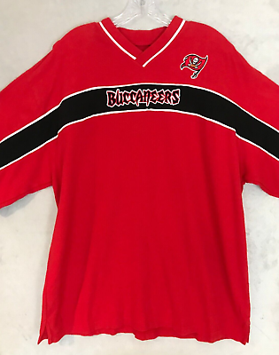 #ad Tampa Bay Buccaneers Pullover V Neck Sweatshirt Red Embroidered Logo Mens XL