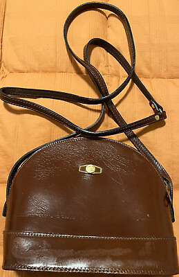 #ad Brown Leather Crossbody Zip Bag