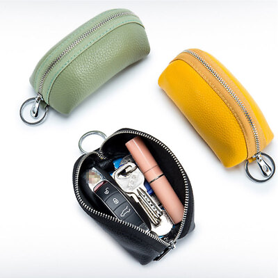 #ad Unisex Small Real Leather Pouch Coin Purse Mini Soft Wallet Zip Key Bag Holder