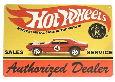 #ad Hot Wheels Tin Metal Sign Toy Metal Cars Garage Man Cave Authorized Dealer XZ