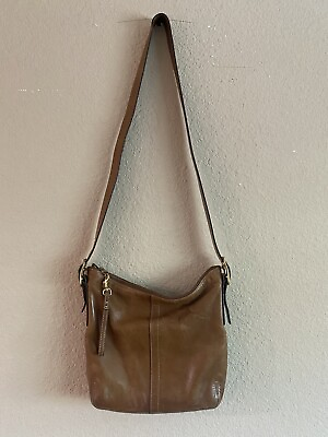 #ad COACH Legacy Leather Slim Convertible Crossbody Bag in Tan #9328